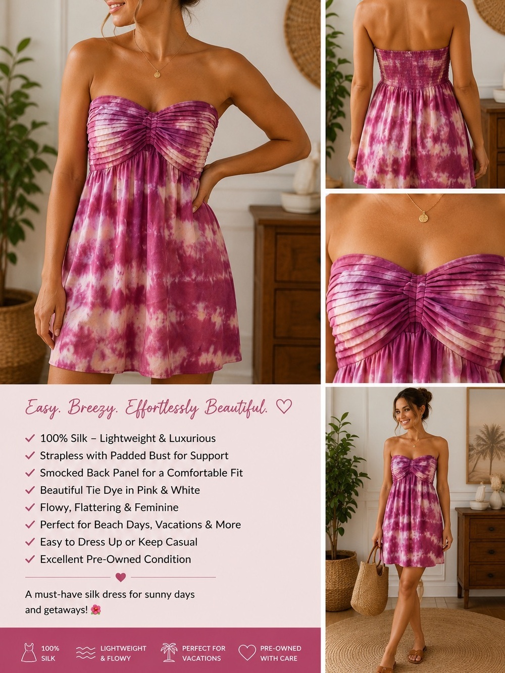 Beach Bunny Silk Tie Dye Dress NWT